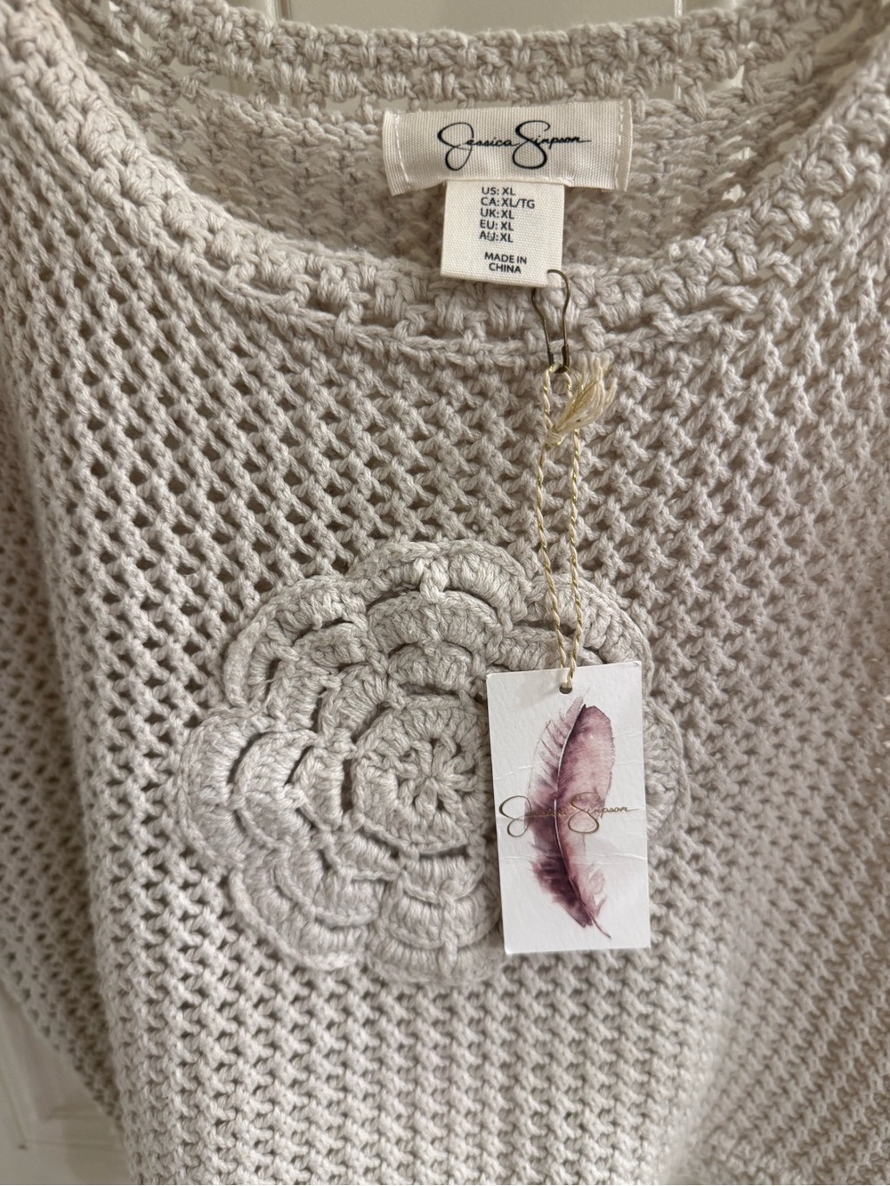 Jessica Simpson NWT XL crochet boho tank - Cream - Picture 2 of 4